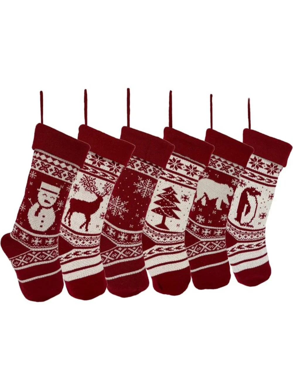 Cozy Red & White Knit Christmas Stockings | Custom Holiday Décor | Farmhouse